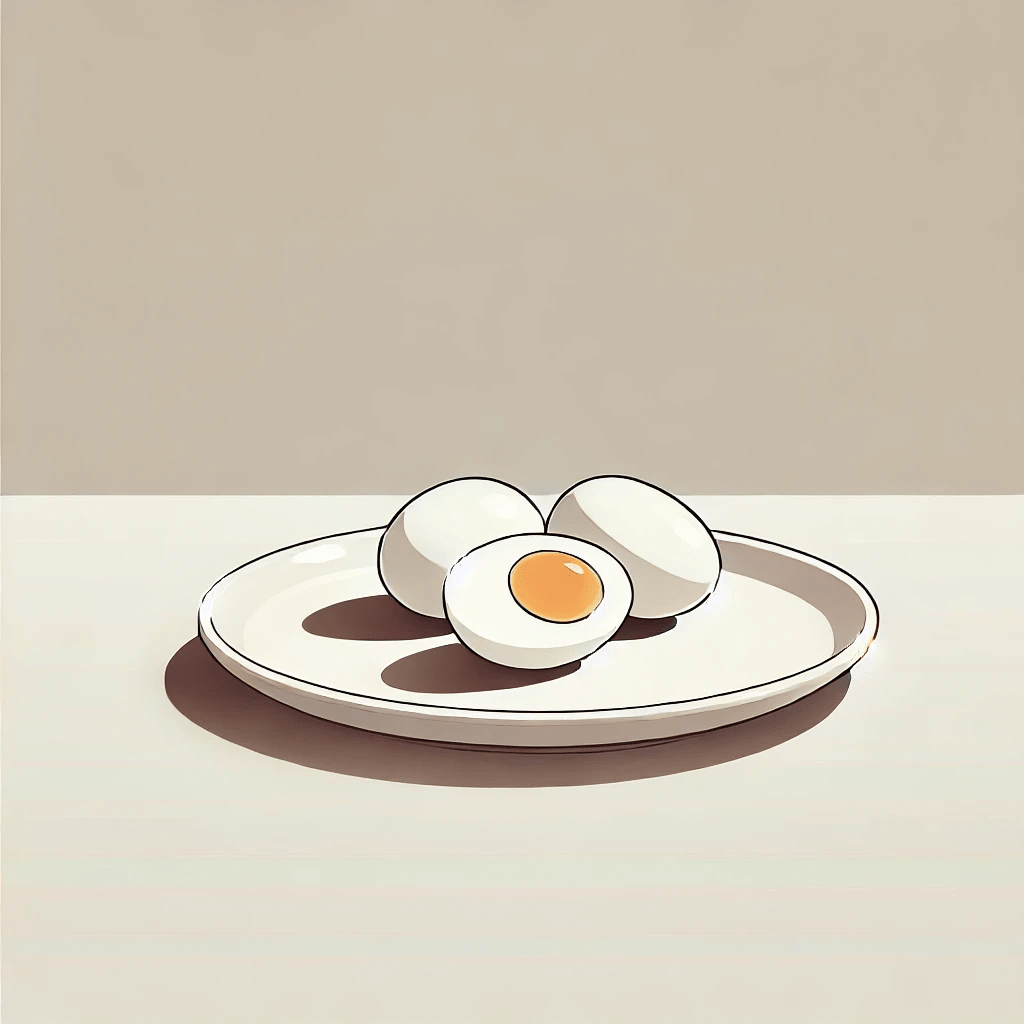 Minimalist image of 3 hardboiled eggs on a plate