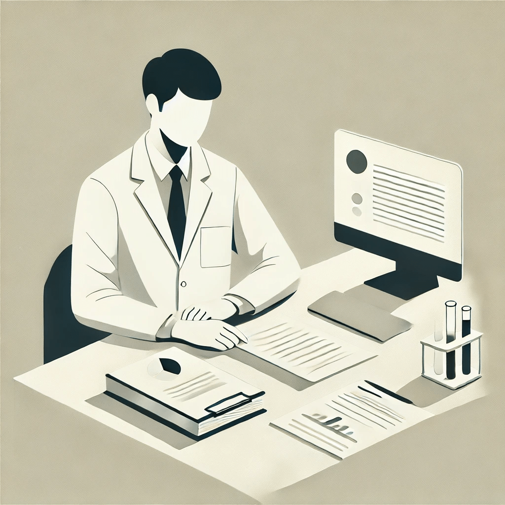 photo (13) Minimalist image of a food scientist reviewing recipes and food ingredients for a technical analysis