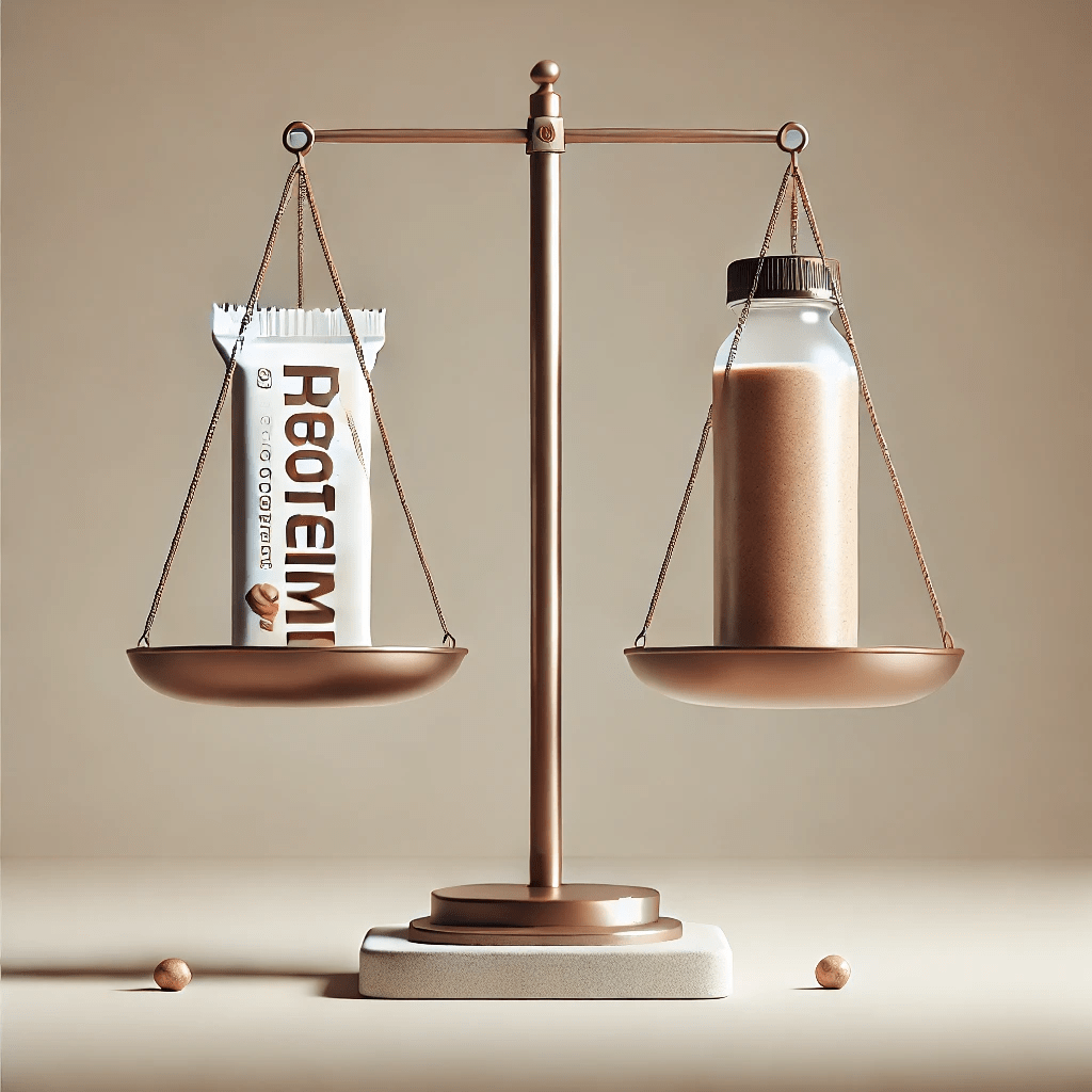 photo (17) minimalist image of a protein bar and a protein shake on a scale