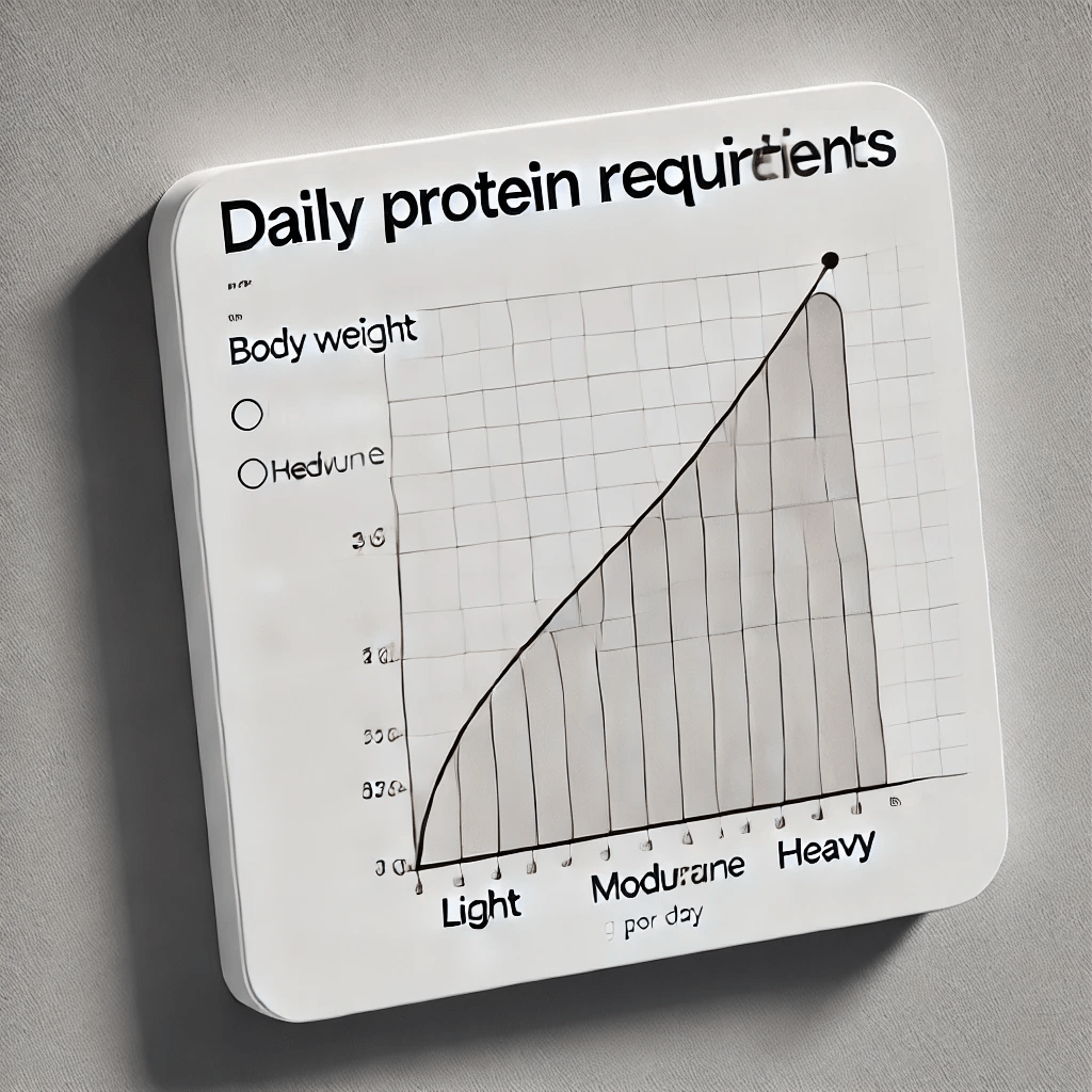 Minimalist image of a graph showing protein requirements