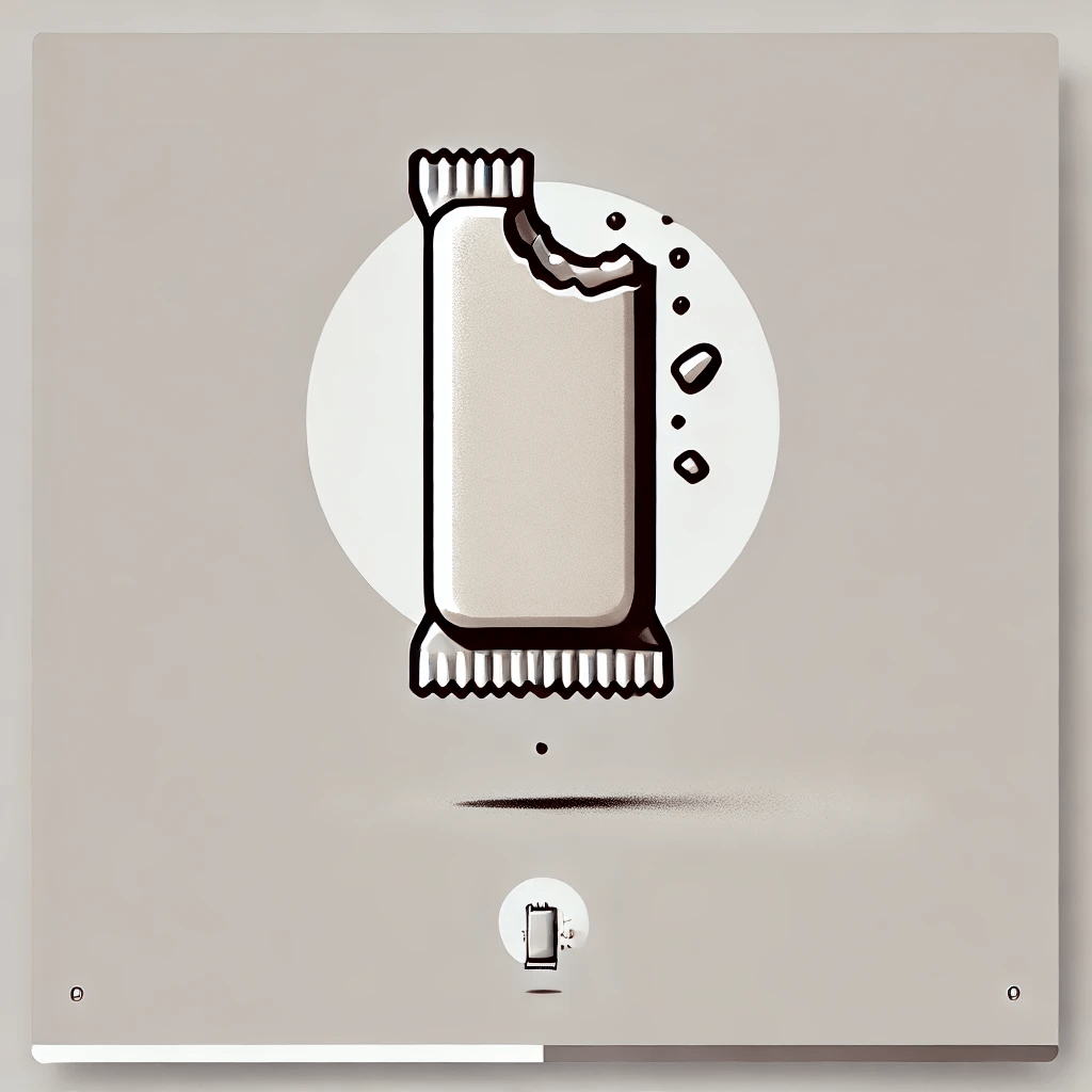 Minimalist image of a protein bar with a bite taken out of it