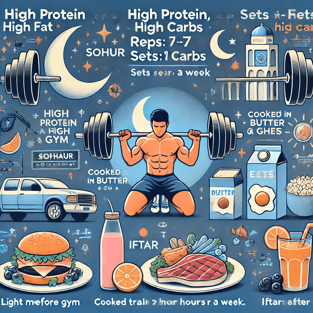 photo (28) Minimalist infographic showing the essential guide to fat loss and muscle gain during ramadan