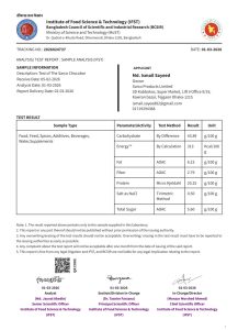 Science Lab Nutrition Report for Sarco Bar 2025