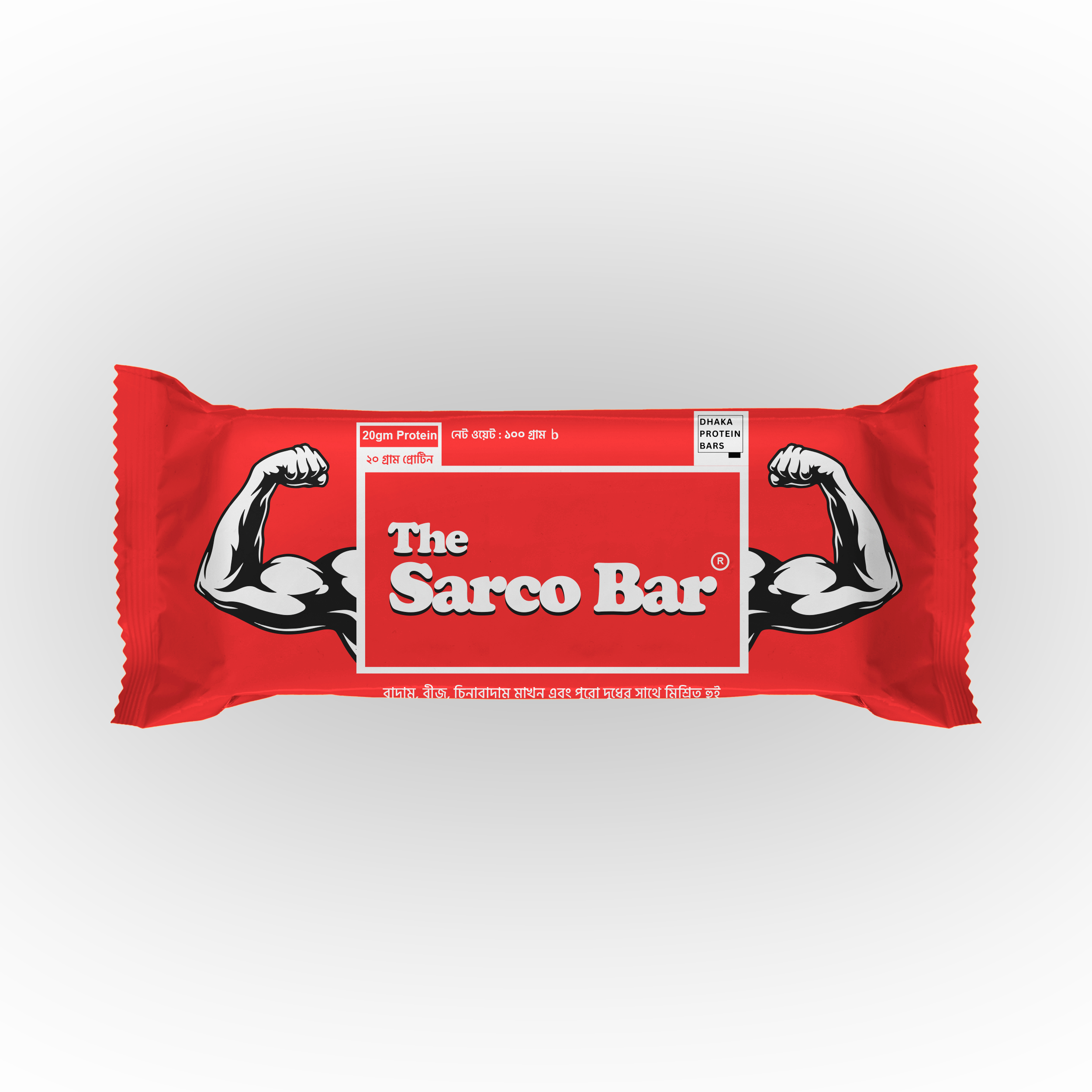 Sarco bar with red wrapper design